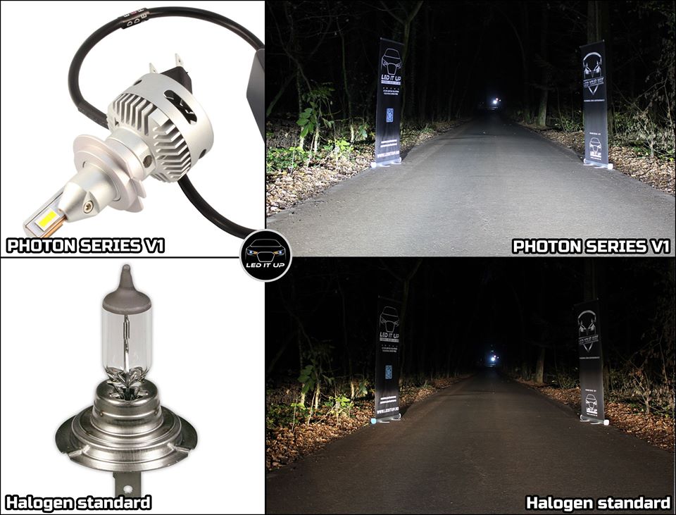 Teste comparative: Kit LED Photon Series V1 vs. Halogen H7 standard ...